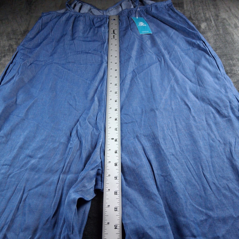 NWT Cupshe Jumpsuit Womens XL Blue Wide Leg Adjustable Strap Chambray Romper - Picture 8 of 10